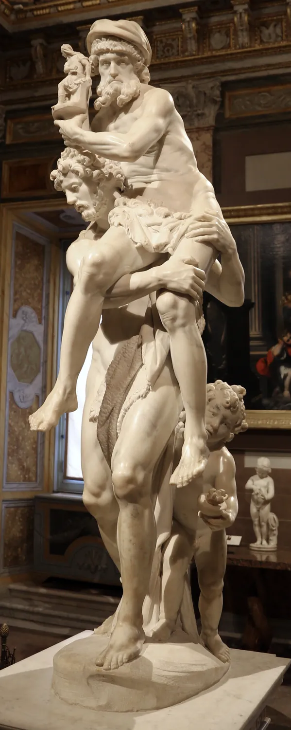 A escultura Eneias, Anquises e Ascânio, de Bernini, na Galleria Borghese, em Roma.