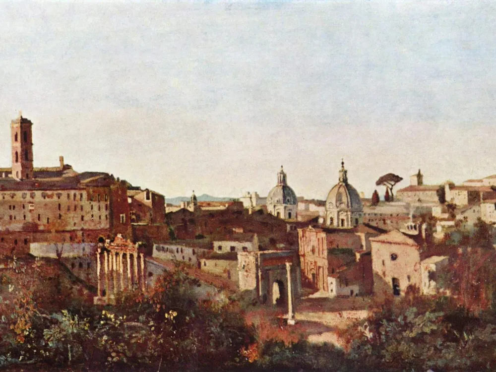 O Fórum Romano visto dos Jardins Farnese, pintado por Corot em 1826.